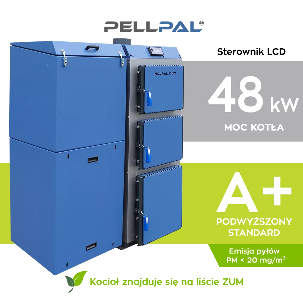 Kocioł na pellet PELLPAL DUO o mocy 48 kW - 5 Klasa EcoDesign - sterownik LCD