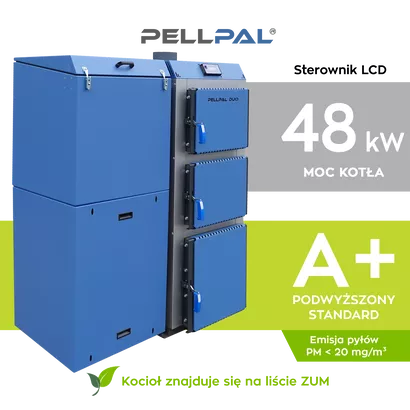 Kocioł na pellet PELLPAL DUO o mocy 48 kW - 5 Klasa EcoDesign - sterownik LCD