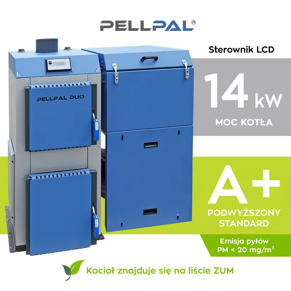 Kocioł na pellet PELLPAL DUO o mocy 14 kW - 5 Klasa EcoDesign - sterownik LCD