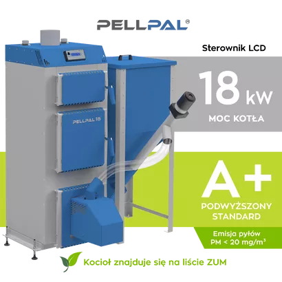 Kocioł na pellet PELLPAL o mocy 18 kW sterownik dotykowy LCD - 5 Klasa EcoDesign