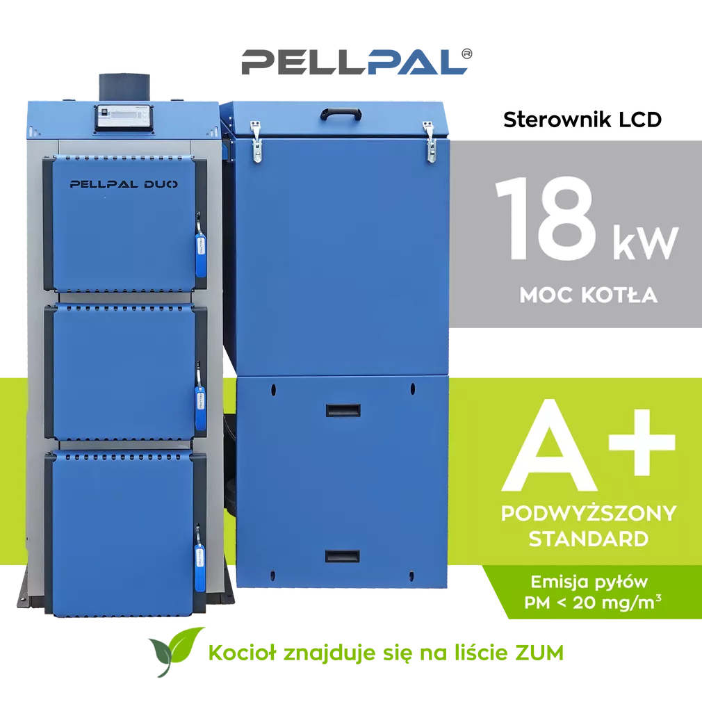 Kocioł na pellet PELLPAL DUO o mocy 18 kW - 5 Klasa EcoDesign - sterownik LCD