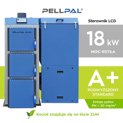 Kocioł na pellet PELLPAL DUO o mocy 18 kW - 5 Klasa EcoDesign - sterownik LCD