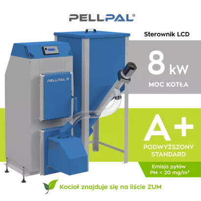 Kocioł na pellet PELLPAL o mocy 8 kW sterownik dotykowy LCD - 5 Klasa EcoDesign