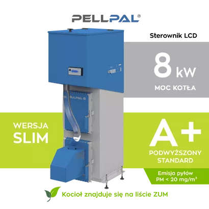 Kocioł na pellet PELLPAL SLIM o mocy 8 kW sterownik dotykowy LCD - 5 Klasa EcoDesign