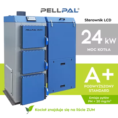 Kocioł na pellet PELLPAL DUO o mocy 24 kW - 5 Klasa EcoDesign - sterownik LCD