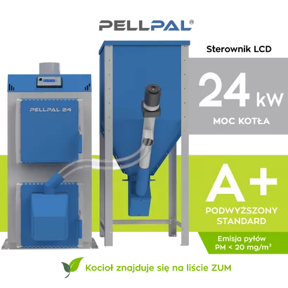 Kocioł na pellet PELLPAL o mocy 24 kW sterownik dotykowy LCD - 5 Klasa EcoDesign